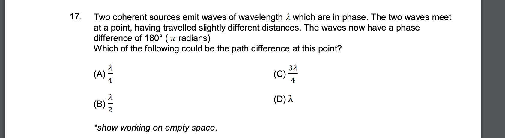 Solved 17. Two Coherent Sources Emit Waves Of Wavelength A | Chegg.com