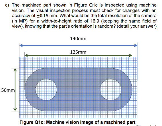 Solved c) The machined part shown in Figure Q1c is inspected | Chegg.com