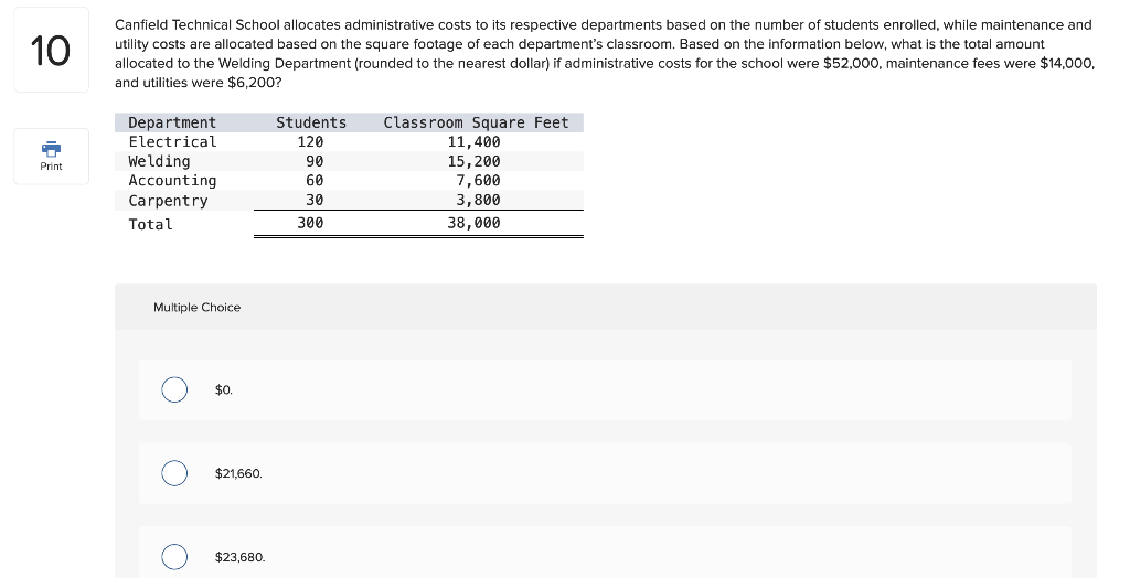 Solved 10 Canfield Technical School Allocates Administrative | Chegg.com