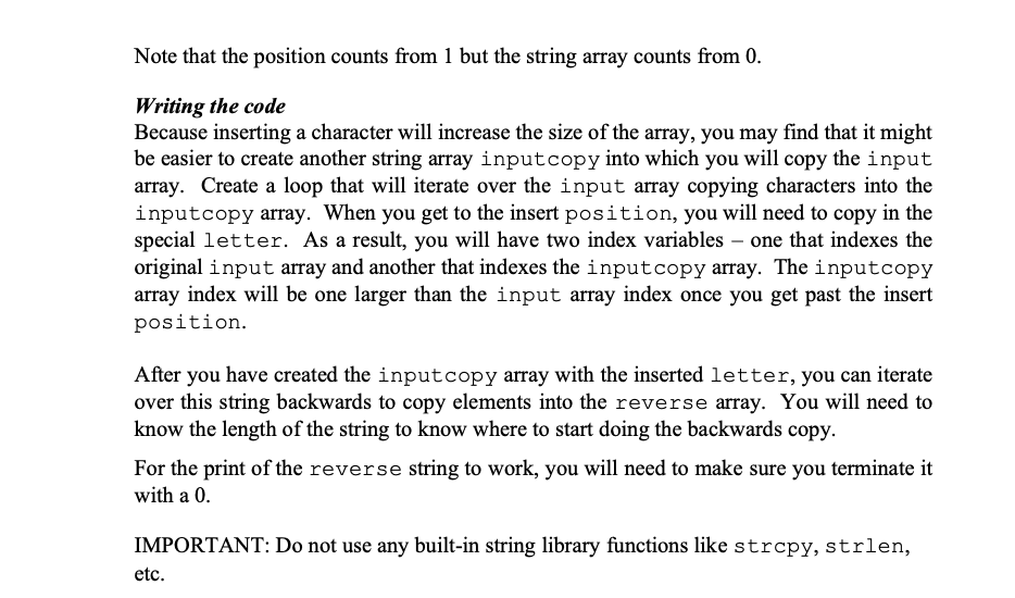 Solved needs to be a C file *IMPORTANT: Do not use any | Chegg.com