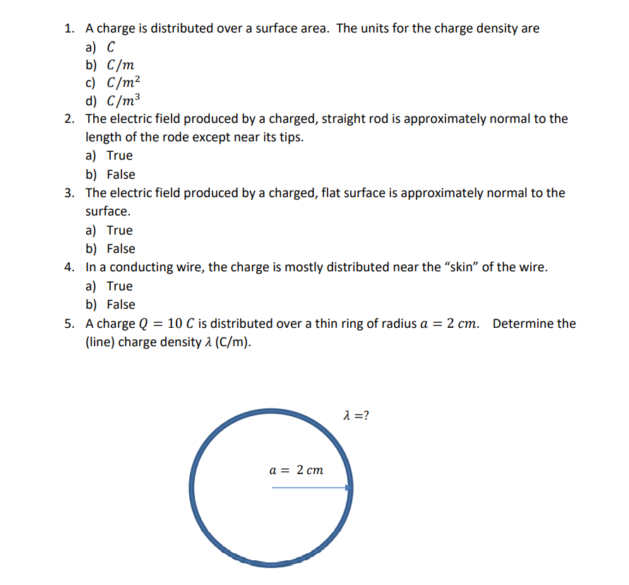 Solved 1. A charge is distributed over a surface area. The | Chegg.com