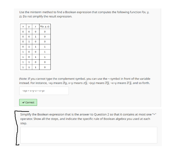 Use the minterm method to find a Boolean expression | Chegg.com