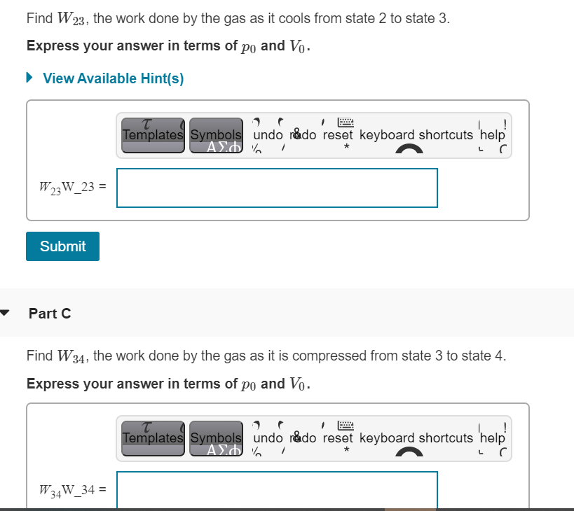 Solved The diagram shows the pressure and volume of an ideal | Chegg.com