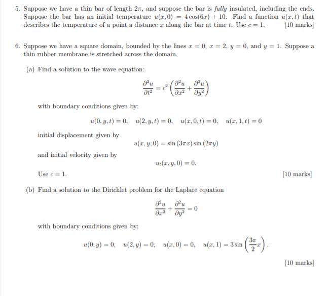 Solved 5. Suppose we have a thin bar of length 2n, and | Chegg.com