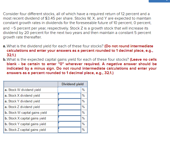 Solved Consider Four Different Stocks, All Of Which Have A | Chegg.com