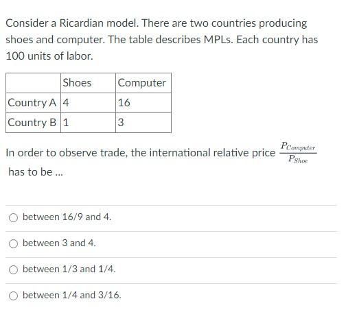 Solved Consider A Ricardian Model. There Are Two Countries | Chegg.com