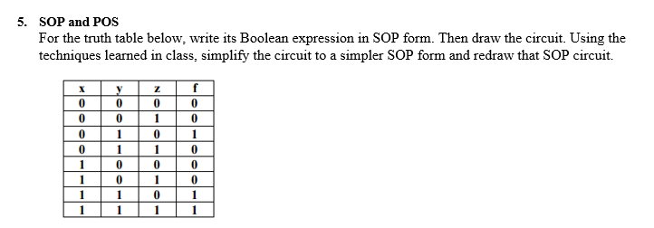 Solved 5. SOP and POS For the truth table below, write its | Chegg.com