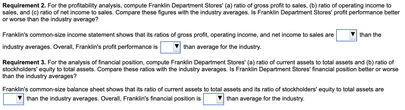 Solved Franklin Department Stores' chief executive officer | Chegg.com