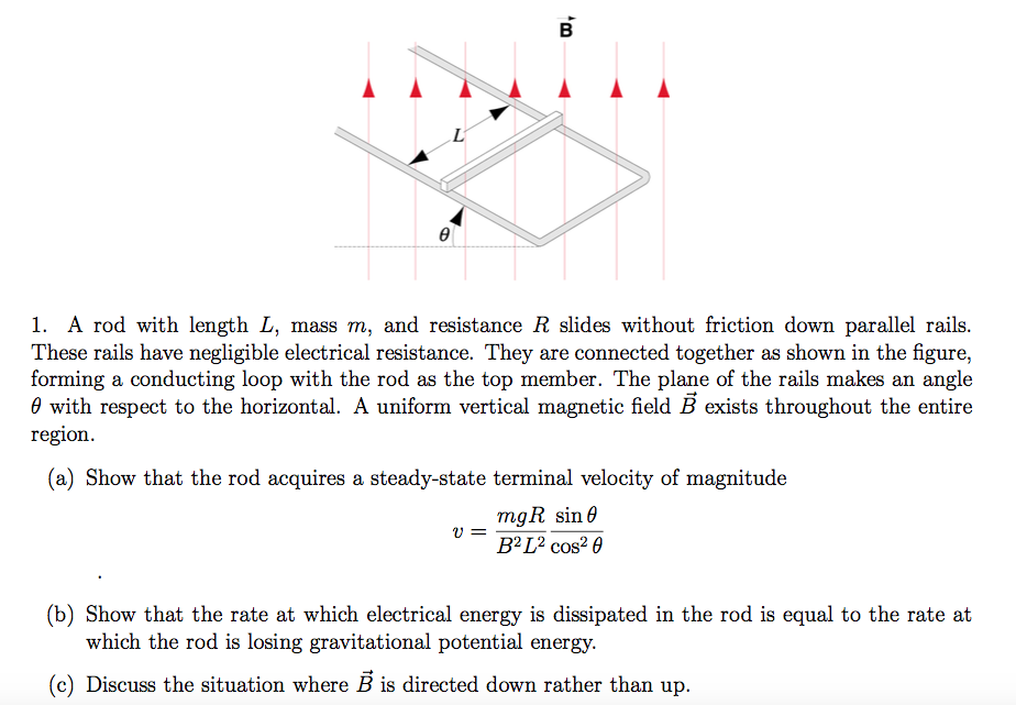 Solved 1 A Rod With Length L Mass M And Resistance R