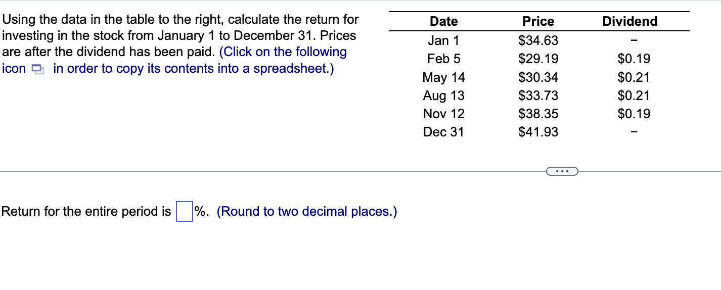 Solved Using the data in the table to the right, calculate | Chegg.com