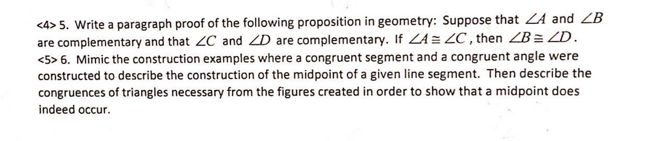 Solved 5. Write a paragraph proof of the following | Chegg.com
