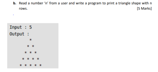 Solved b. Read a number 'n' from a user and write a program | Chegg.com