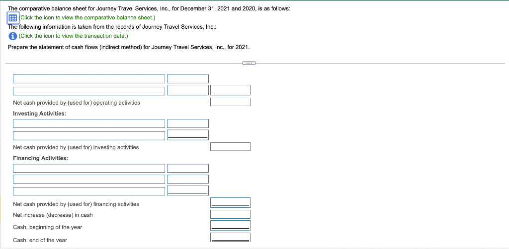 Solved The comparative balance sheet for Journey Travel | Chegg.com