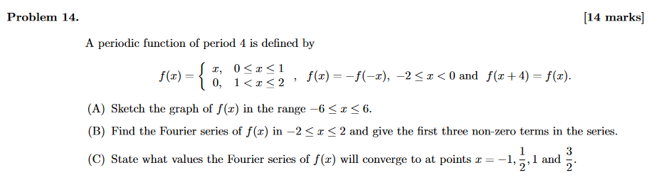 Solved Problem 14. [14 marks] A periodic function of period | Chegg.com