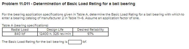 Solved Problem 11.011 - Determination of Basic Load Rating | Chegg.com
