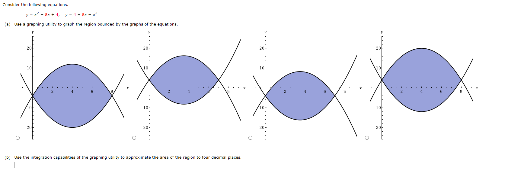 Solved Consider The Following Equations Y X2 8x 4 Y Chegg Com