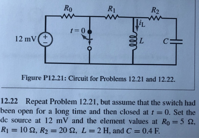 Solved Ro 12 mV(+ Figure P12.21: Circuit for Problems 12.21 | Chegg.com