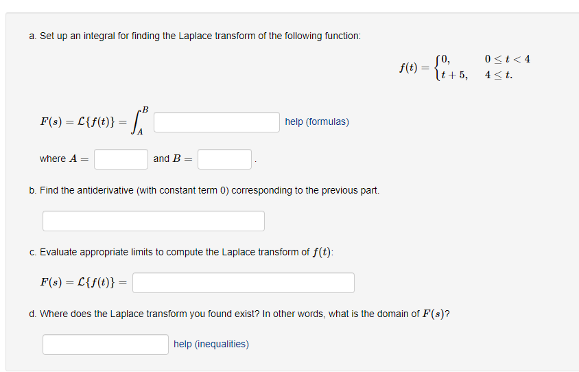 Solved a. Set up an integral for finding the Laplace | Chegg.com