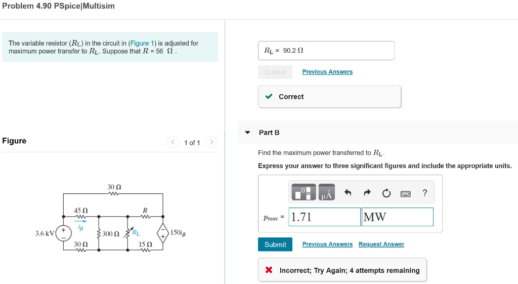 Solved Problem 4.90 PSpice Multisim The variable resistor
