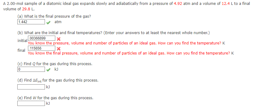 Solved A 2.00-mol Sample Of A Diatomic Ideal Gas Expands | Chegg.com