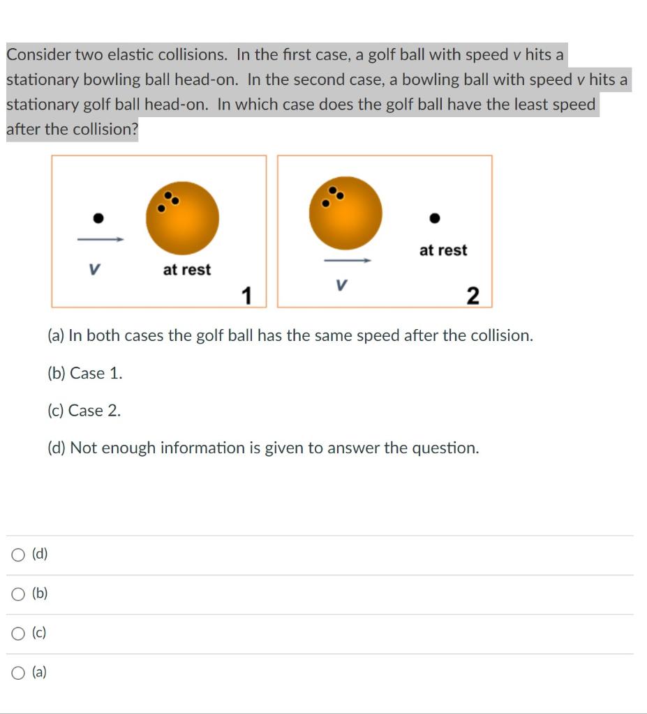Solved Consider two elastic collisions. In the first case, a | Chegg.com