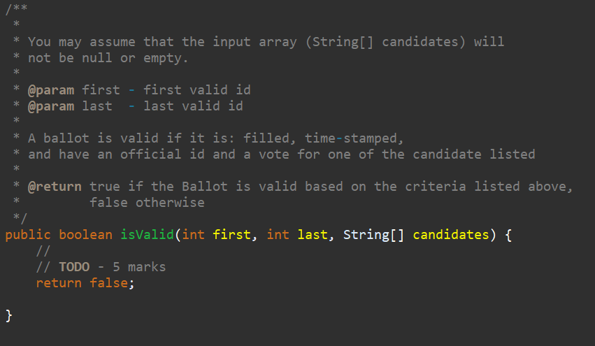 * class representing a voting card (ballot) * is also | Chegg.com