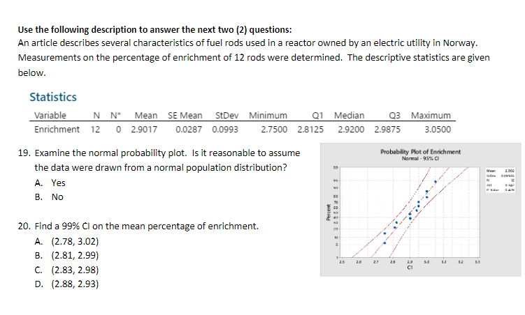 Solved Use The Following Description To Answer The Next Two Chegg