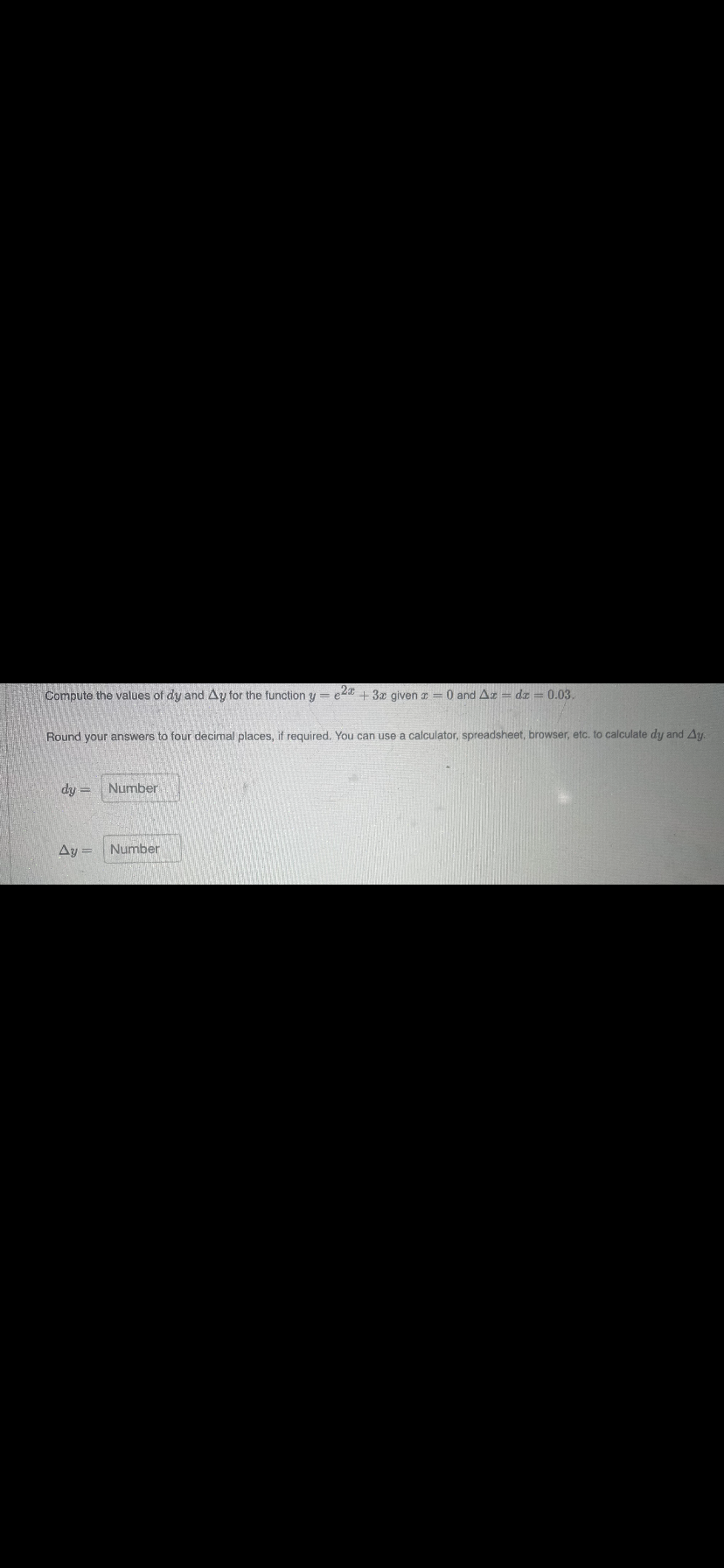 Solved Compute the values of dy and Δy for the function | Chegg.com