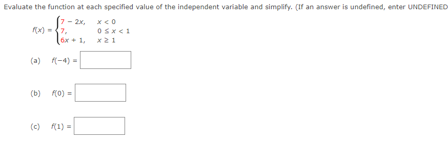 Solved Evaluate the function at each specified value of the | Chegg.com