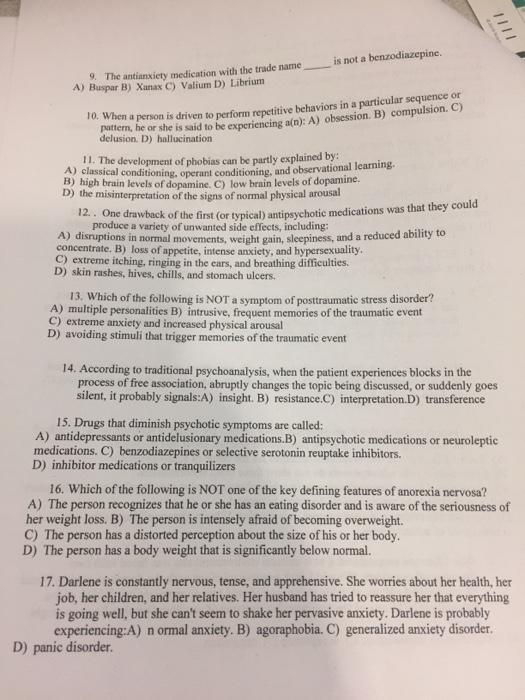 Solved antianxiety medication with the trade name is not a