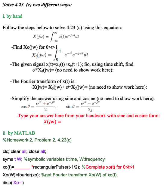 Solved Solve 4 23 C Two Different Ways I By Hand Xolj Chegg Com