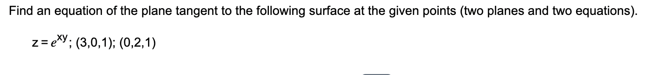equations of tangent planes