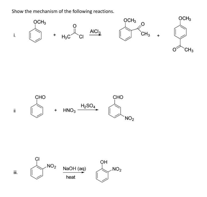 Solved Show the mechanism of the following reactions. OCH3 | Chegg.com