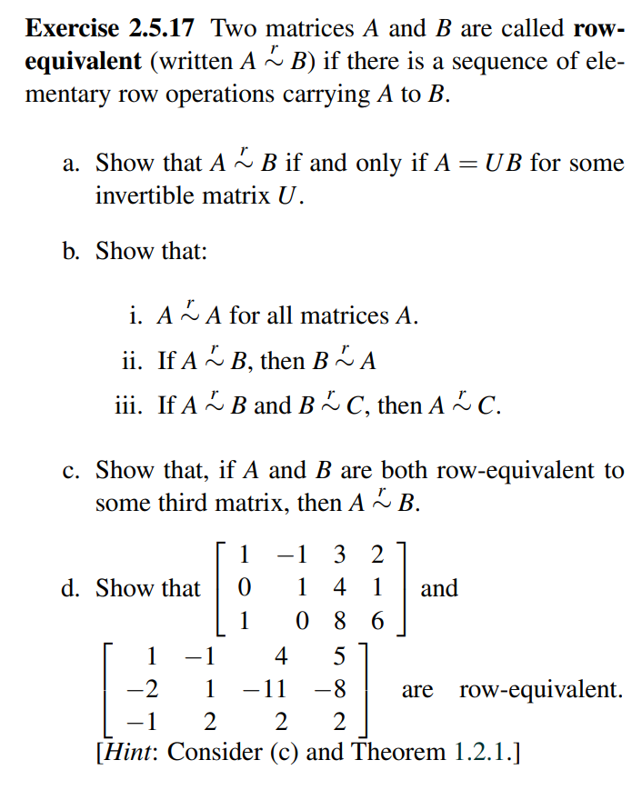 Exercise 2.5.17 Two matrices A and B are called Chegg