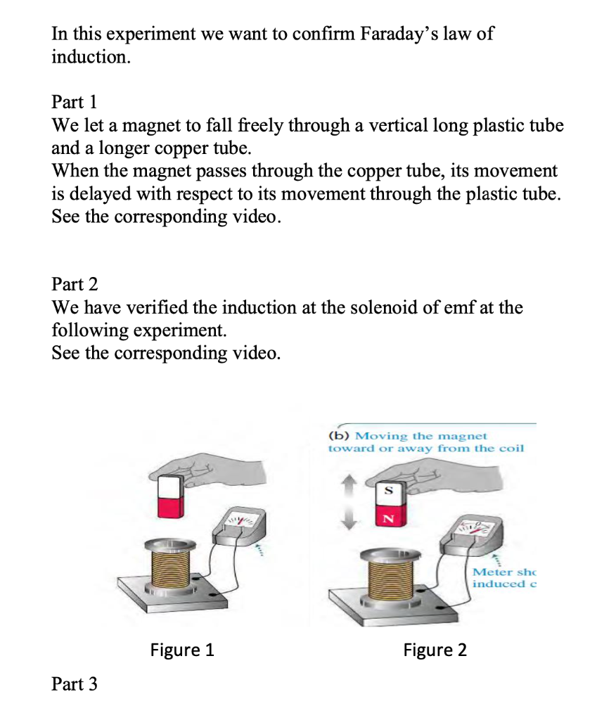 Solved In this experiment we want to confirm Faraday's law | Chegg.com