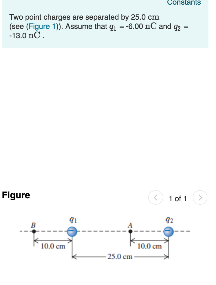 Solved Constants Two point charges are separated by 25.0 cm | Chegg.com
