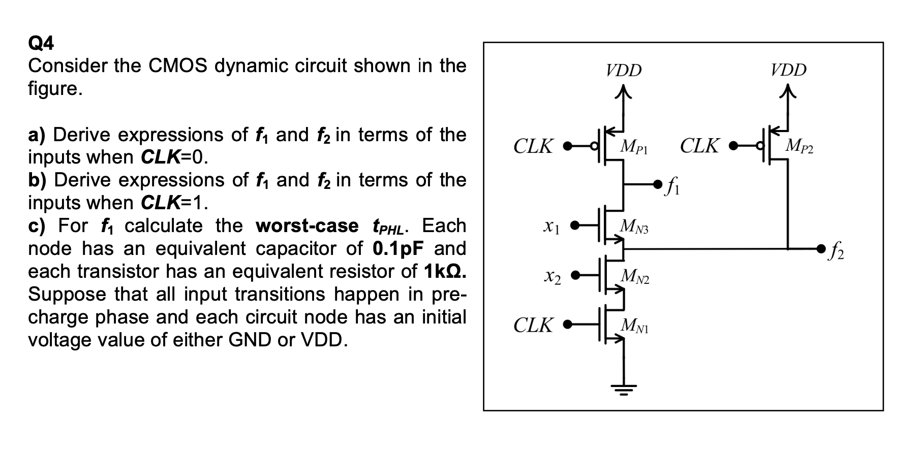 Solved Q4 Consider the CMOS dynamic circuit shown in the | Chegg.com