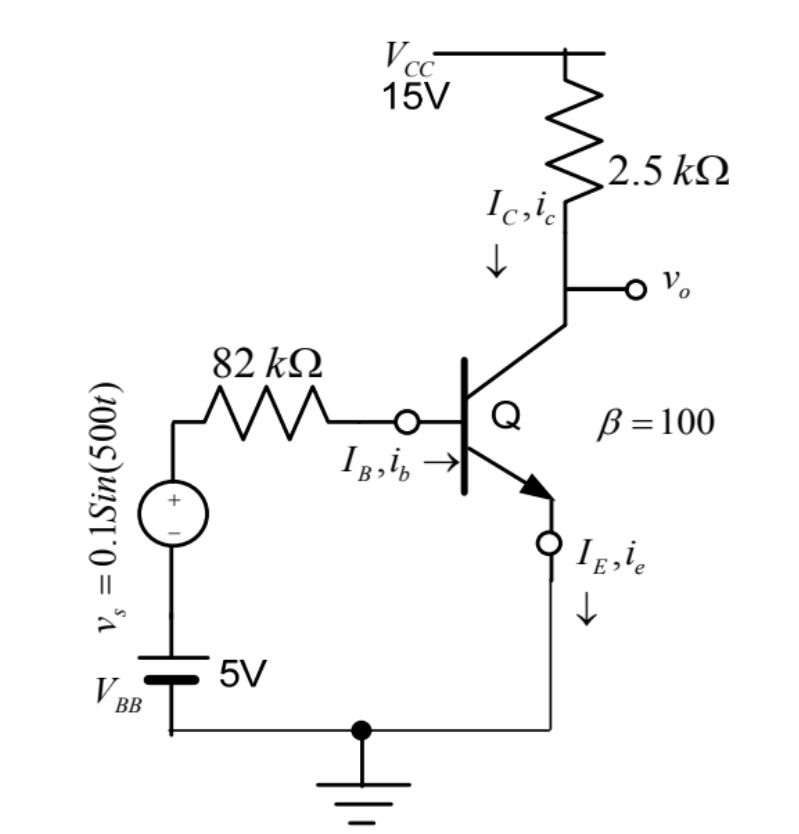 Solved 3.5: Figure P3.5 shows a BJT amplifier operating in | Chegg.com