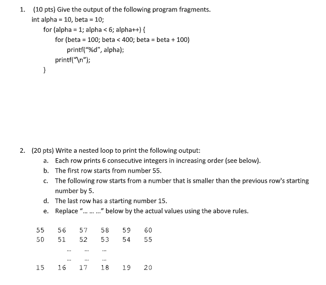 Solved 1. (10 pts) Give the output of the following program | Chegg.com
