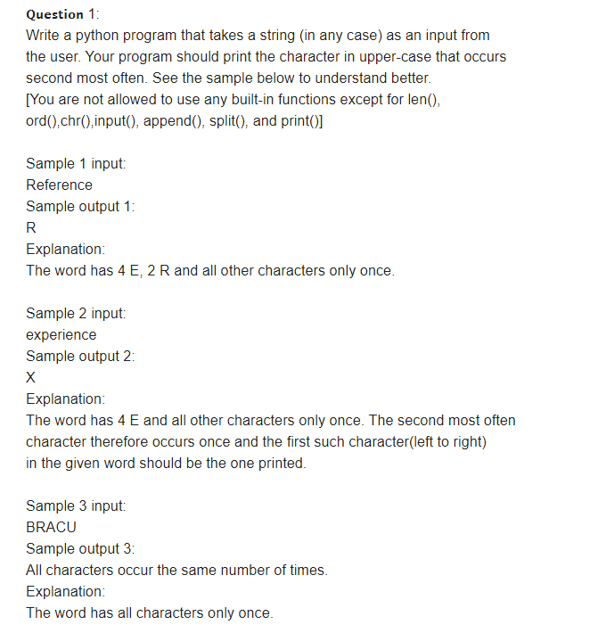 Solved Question 1: Write a python program that takes a | Chegg.com