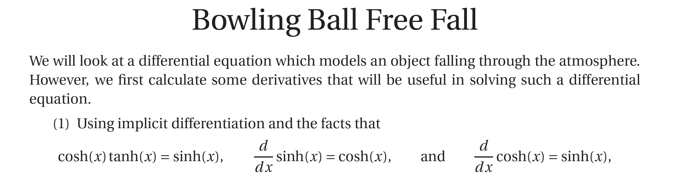 Solved Bowling Ball Free Fall We will look at a differential
