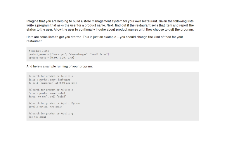 Solved Imagine that you are helping to build a store | Chegg.com