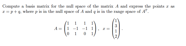 how to find range and null space of a matrix