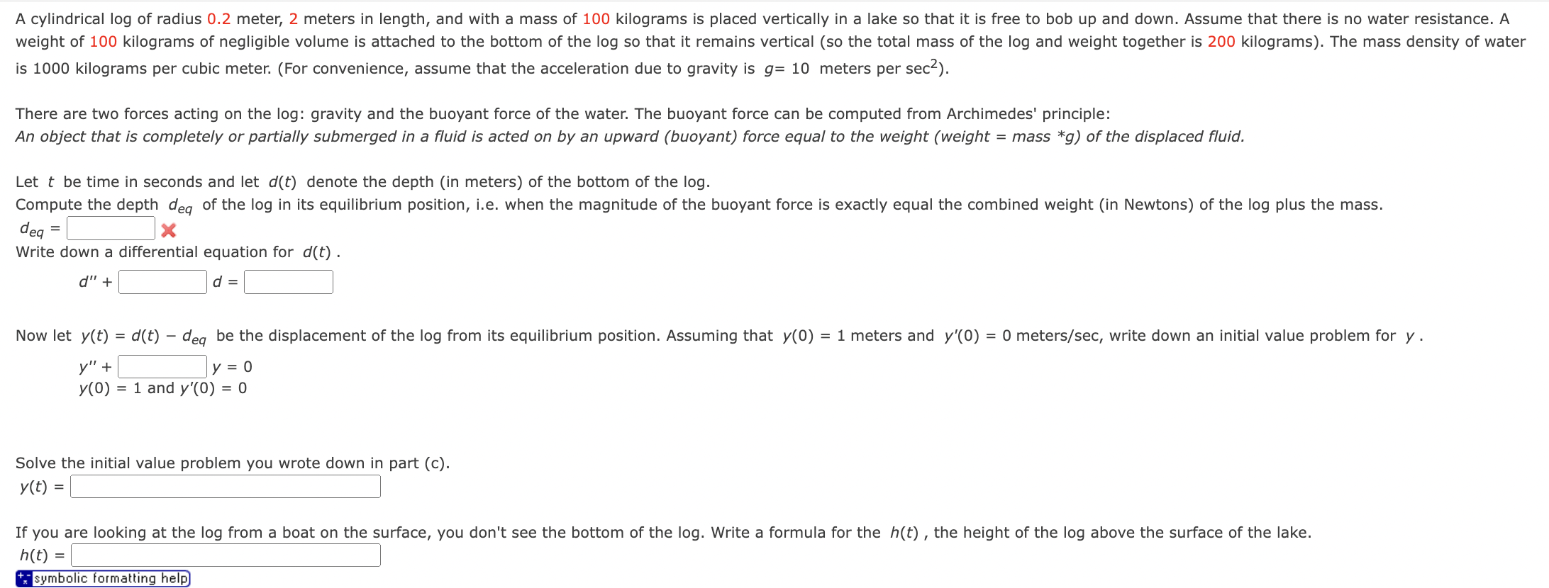 Solved is 1000 kilograms per cubic meter. (For convenience, | Chegg.com