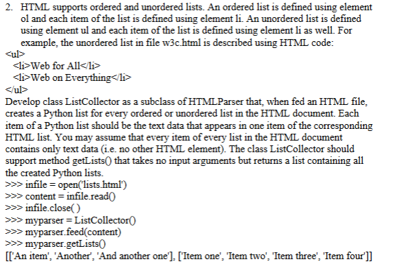 2. HTML Supports Ordered And Unordered Lists. An | Chegg.com