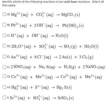 Solved Identify which of the following reactions is/are | Chegg.com