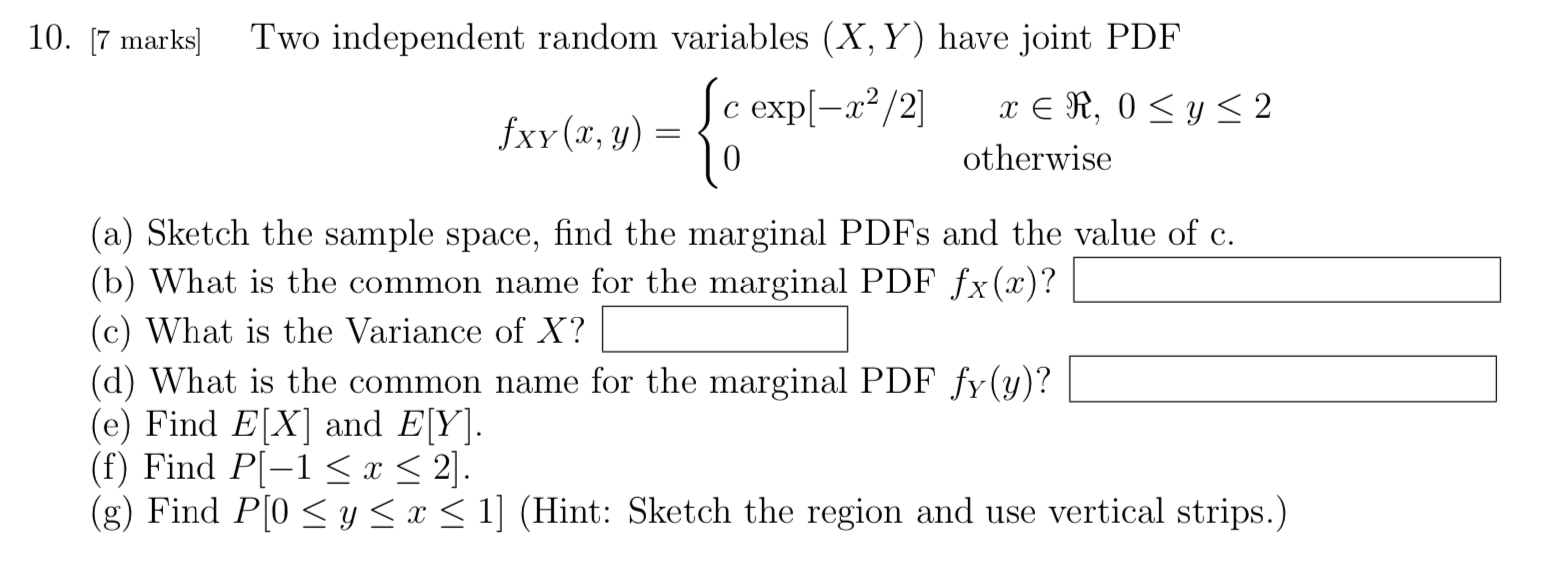 Solved 10 7 Marks Two Independent Random Variables X Chegg Com