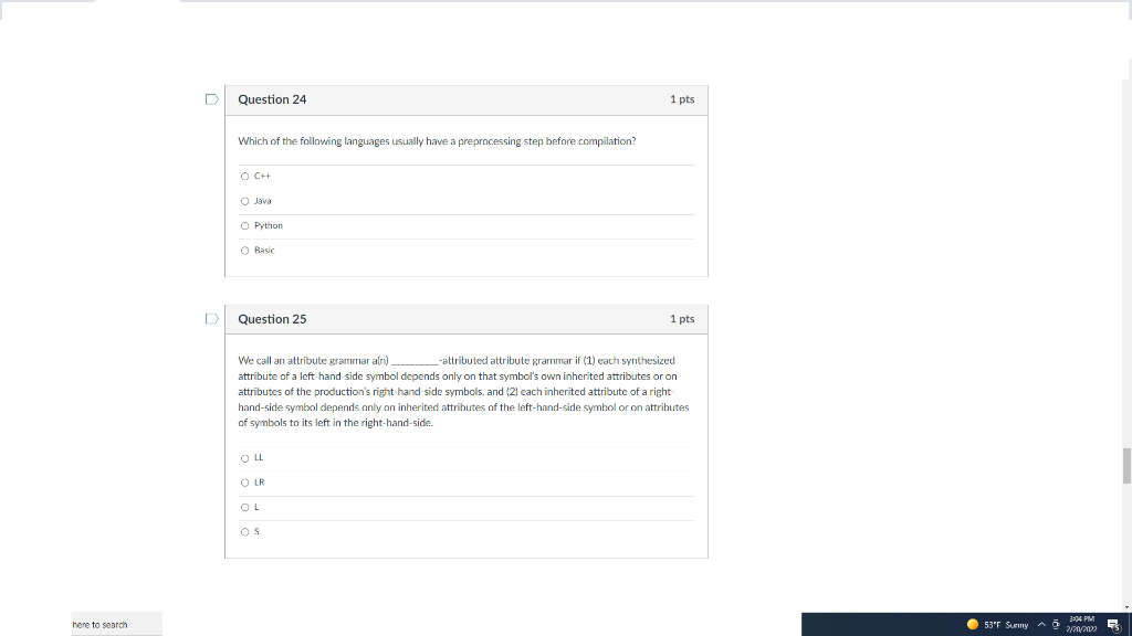 Solved Question 24 1 pts Which of the following languages | Chegg.com