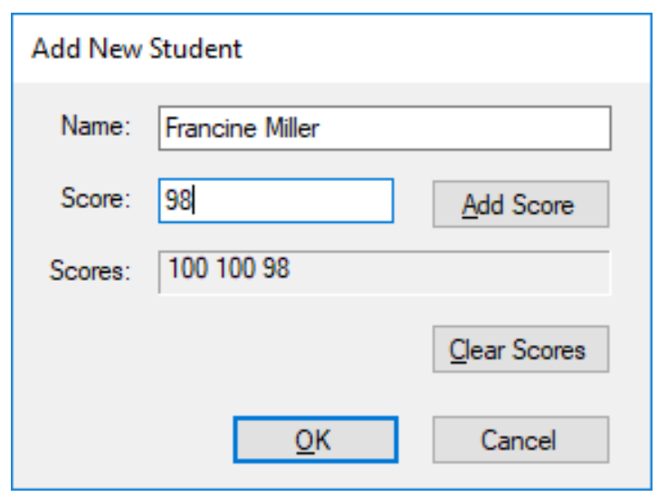 Solved C#, Visual Studio: 1. Design a student scores form, | Chegg.com