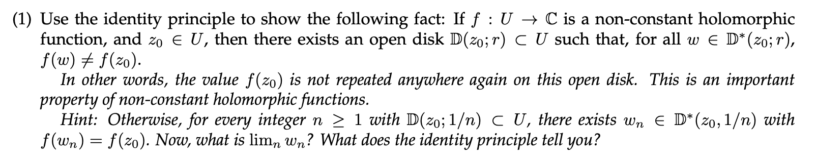 Solved (1) Use the identity principle to show the following | Chegg.com